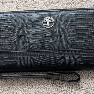 Timberland Black Textured Leather Wristlet Clutch. New Without Box